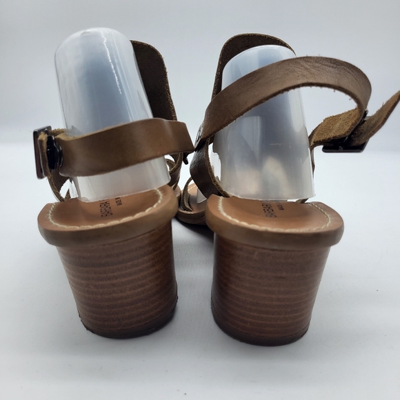 Barbara Barbieri tan leather block heel open toe sling back sandals Sz 37 - Picture 8 of 15